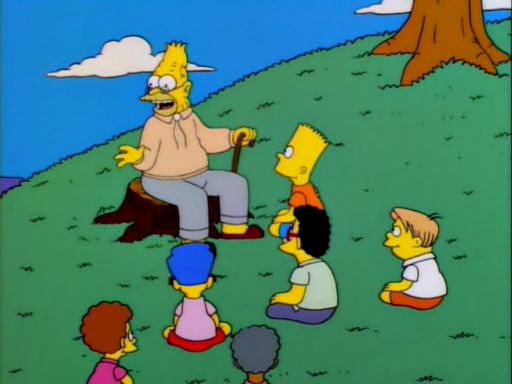 Abe Simpson telling stories blank meme template