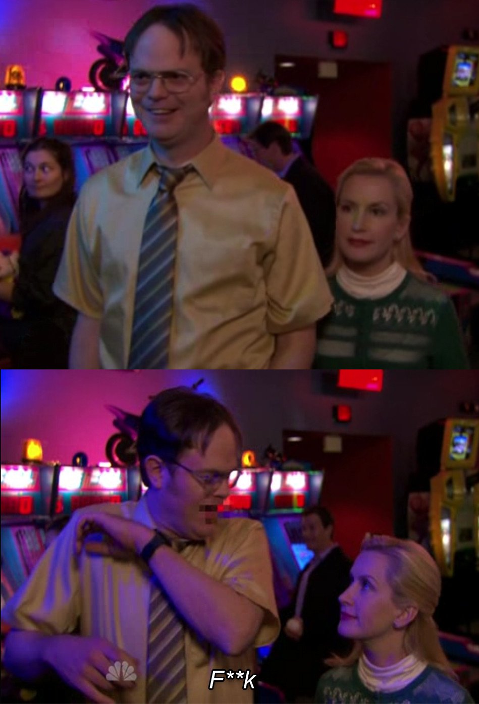 Angela scared Dwight blank meme template