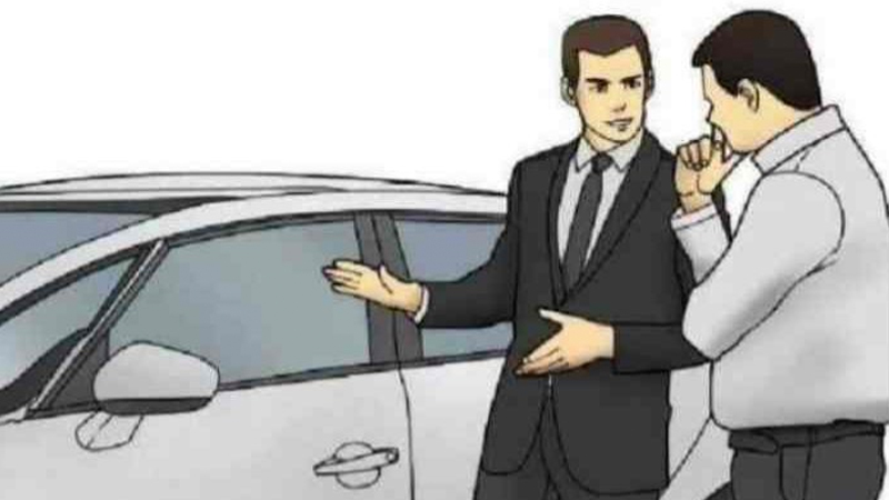 Car Salesman Slaps Roof Of Car blank meme template