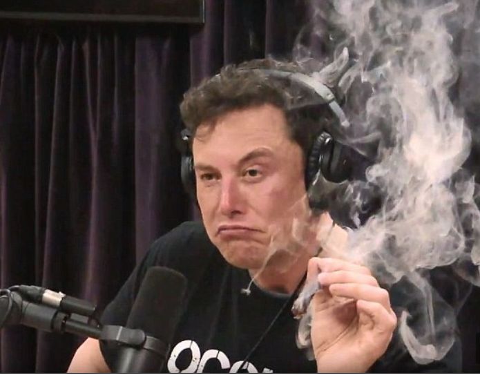 Elon Musk smoking a joint blank meme template