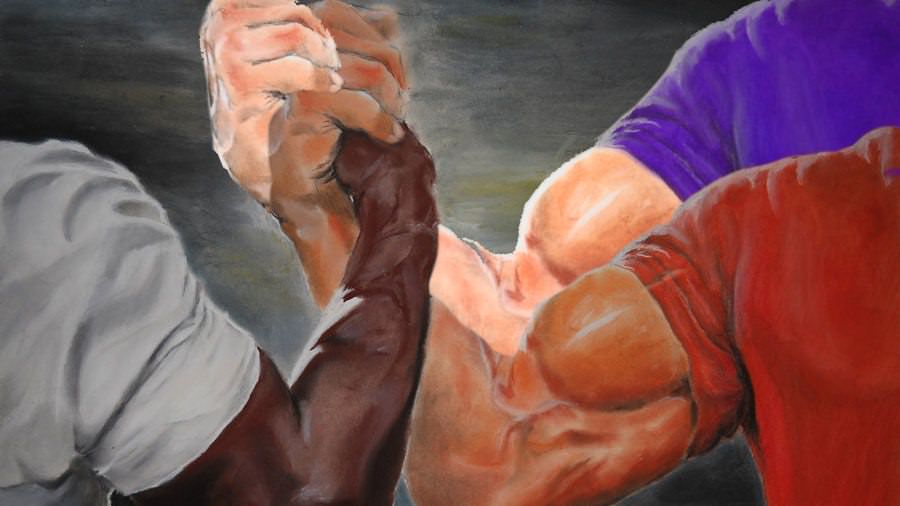 Epic Handshake Three Way blank meme template