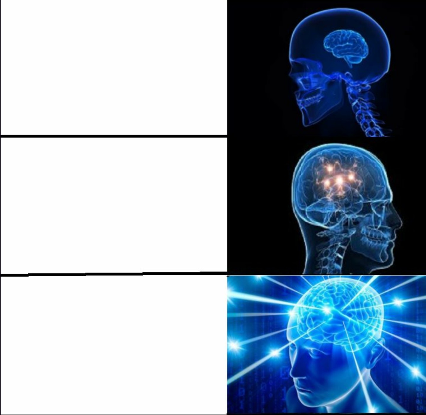 Galaxy Brain (3 brains) blank meme template