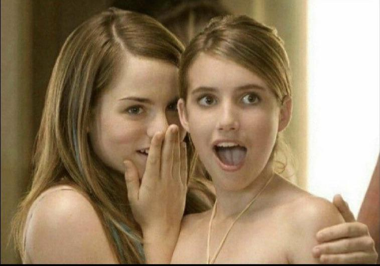Girls whispering blank meme template