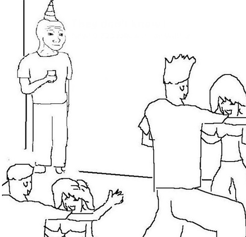 Guy in corner of party blank meme template