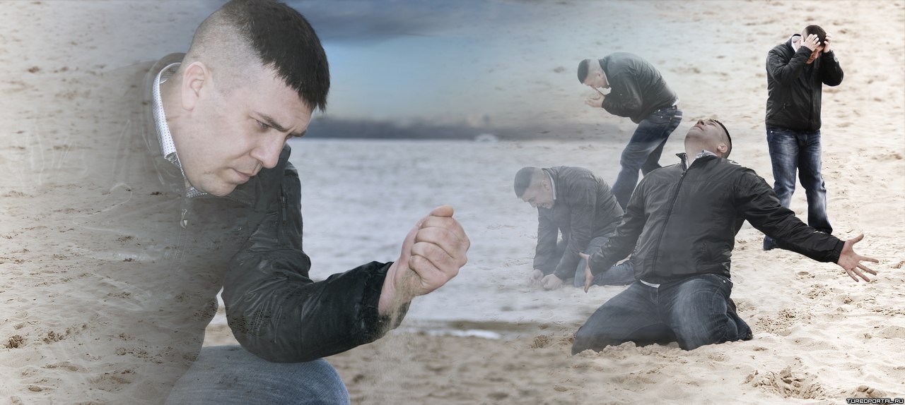 Guy with sand in the hands of despair blank meme template