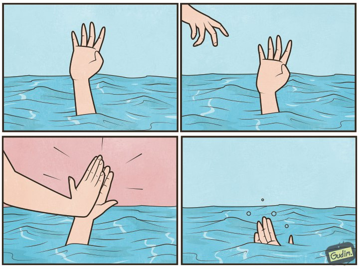High five drown blank meme template