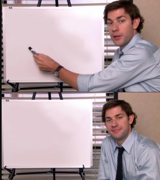 Jim Halpert Pointing to Whiteboard blank meme template