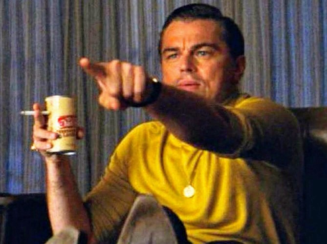 Leonardo Dicaprio pointing at tv blank meme template