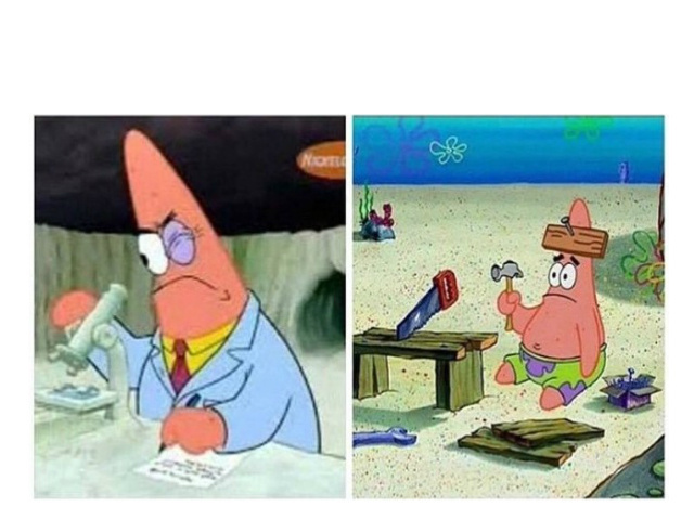 Patrick Scientist vs. Nail blank meme template