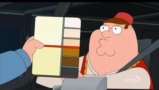 Peter Griffin skin color chart race terrorist blank blank meme template