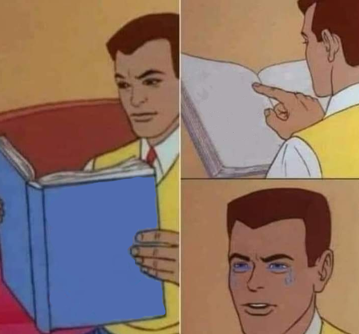 Peter Parker Reading Book & Crying blank meme template