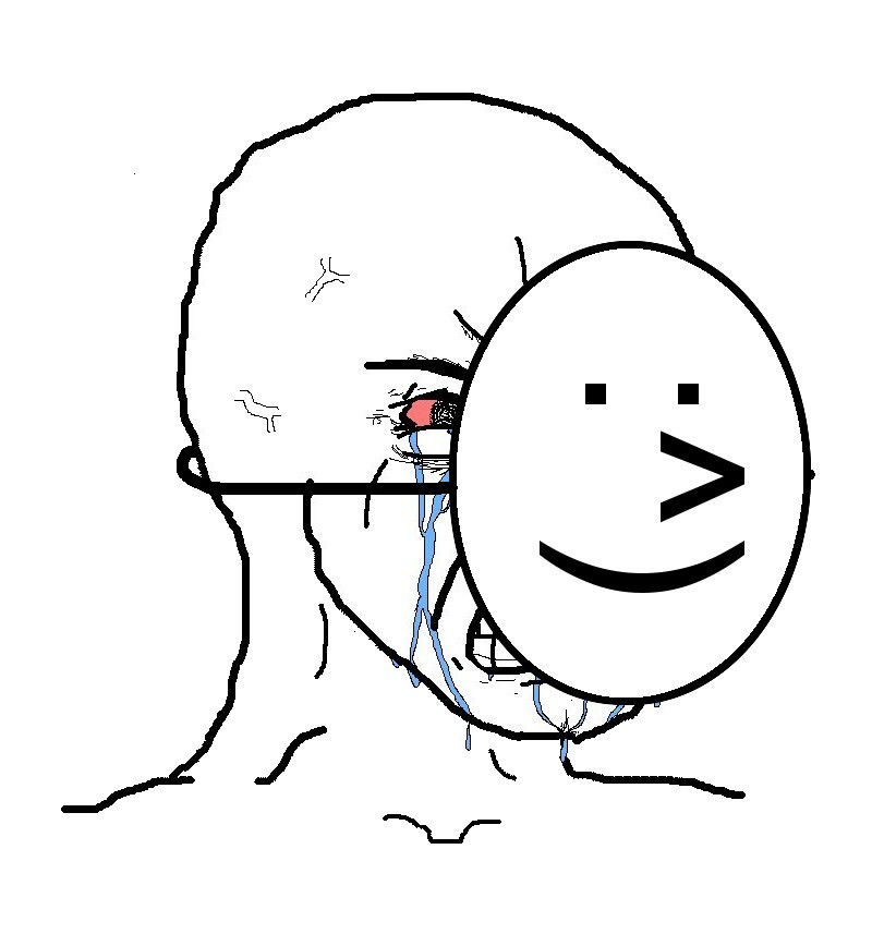 Pretending To Be Happy, Hiding Crying Behind A Mask blank meme template