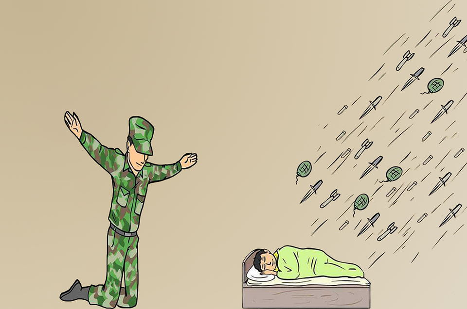 Soldier not protecting child blank meme template