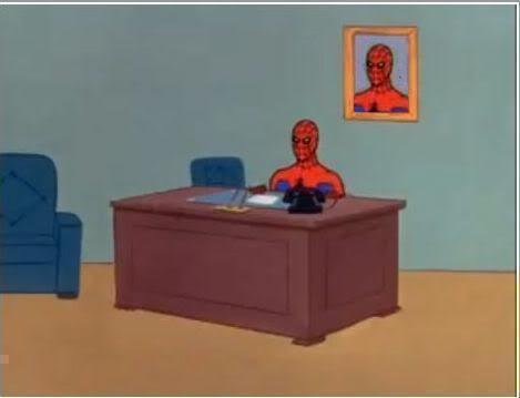 Spiderman Computer Desk blank meme template
