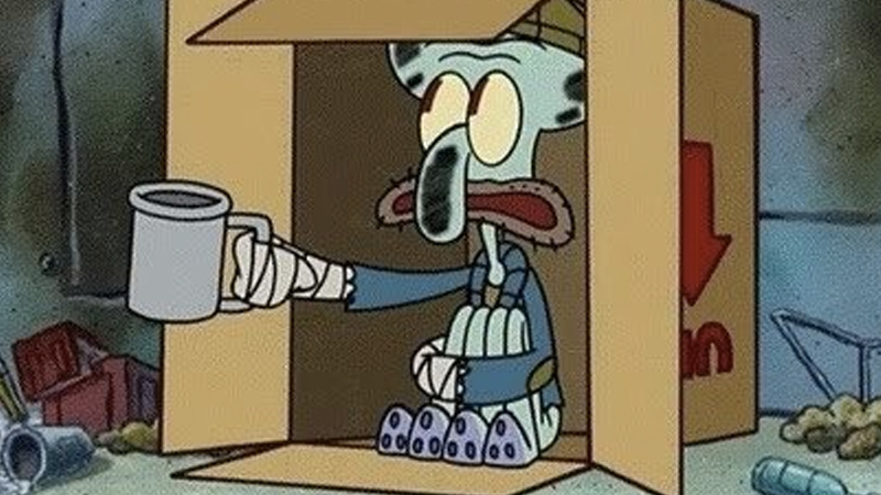 Squidward Spare Change blank meme template