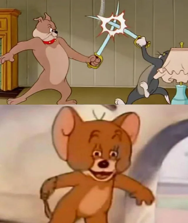 Tom and Spike fighting blank meme template