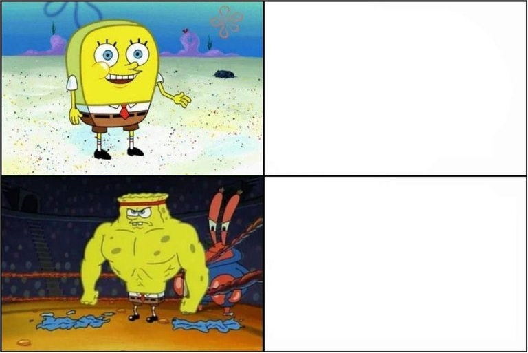 Weak vs Strong Spongebob blank meme template