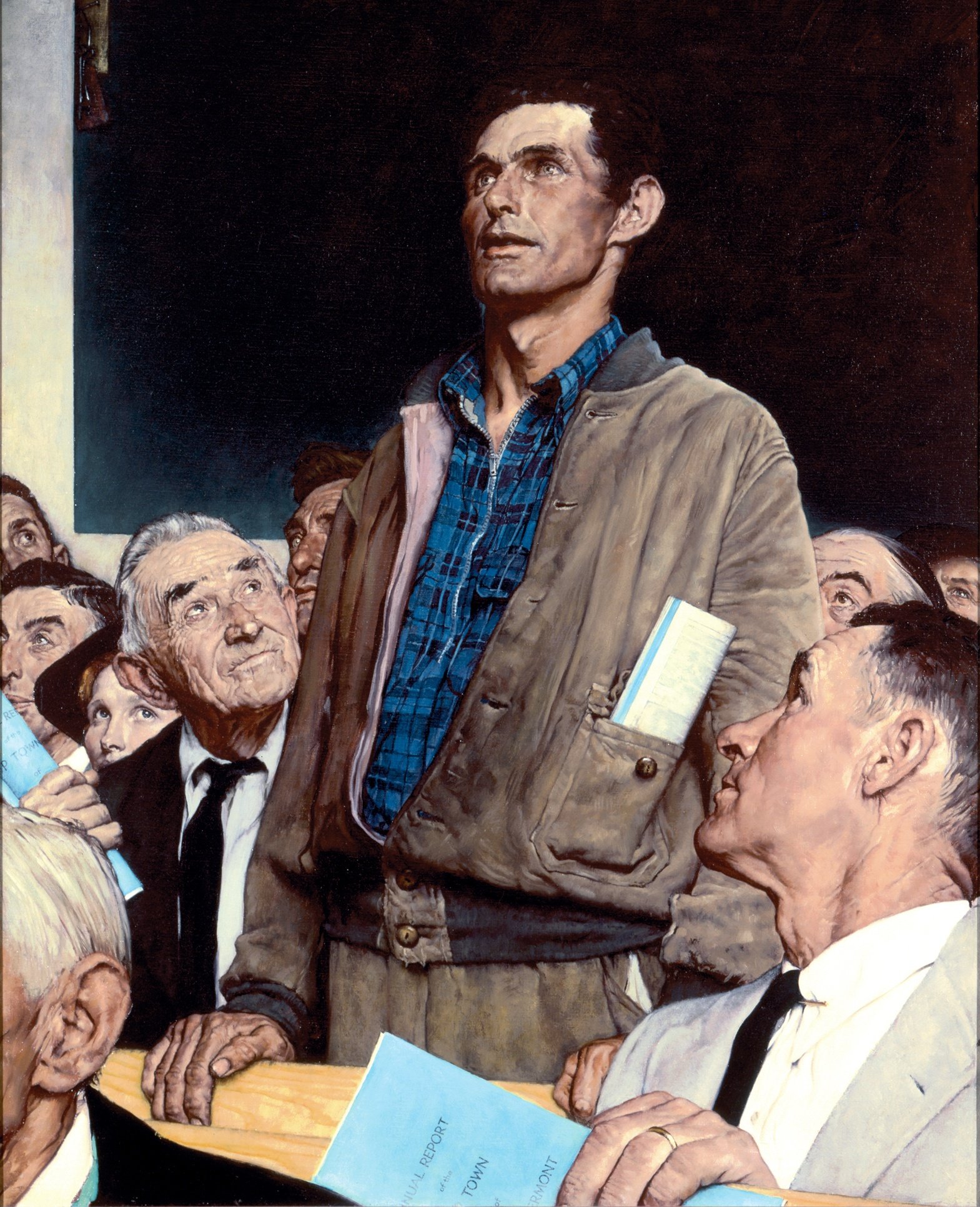 man taking a stand in a town hall meeting blank meme template