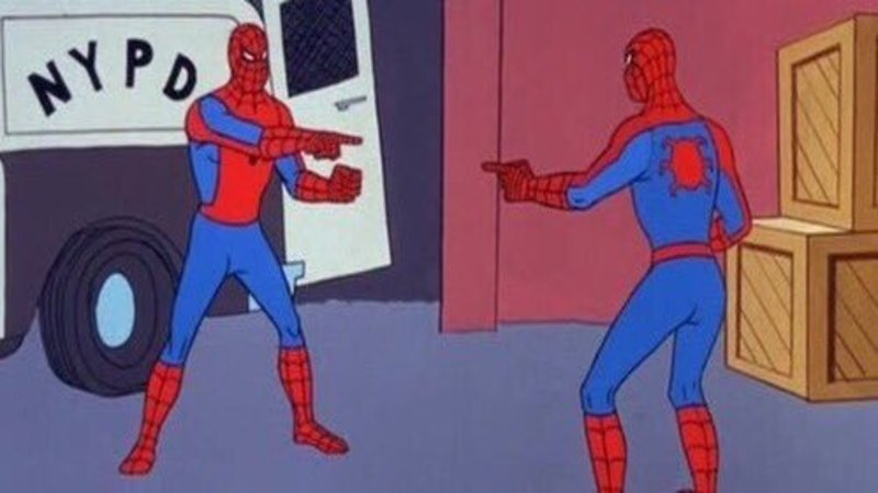 spiderman pointing at spiderman blank meme template