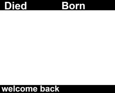 Born Died Welcome Back blank meme template