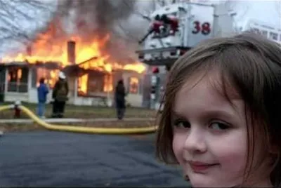 Burning House Girl blank meme template