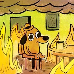 Dog in burning house blank meme template