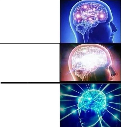 Expanding brain 3 panels blank meme template
