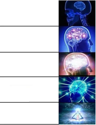 Expanding Brain 5 Panel blank meme template