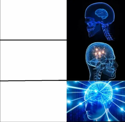 Galaxy Brain (3 brains) blank meme template