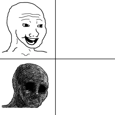 Happy Wojak vs Depressed Wojak blank meme template