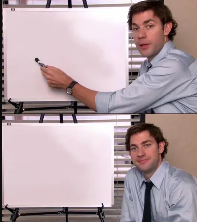 Jim Halpert Pointing to Whiteboard blank meme template