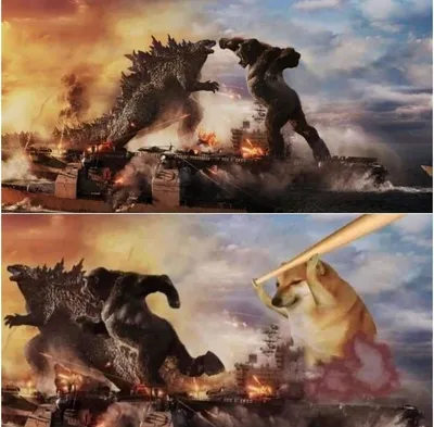 Kong Godzilla Doge blank meme template