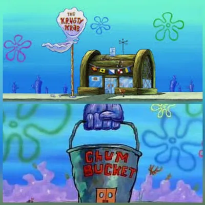 Krusty Krab Vs Chum Bucket blank meme template