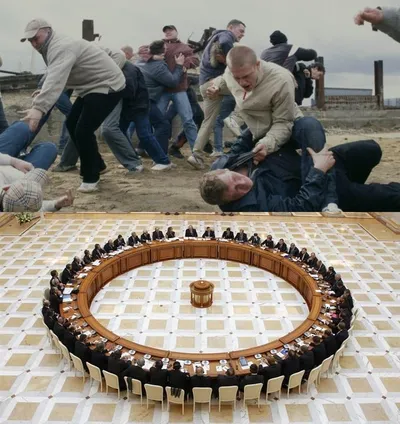 Men Discussing Men Fighting blank meme template