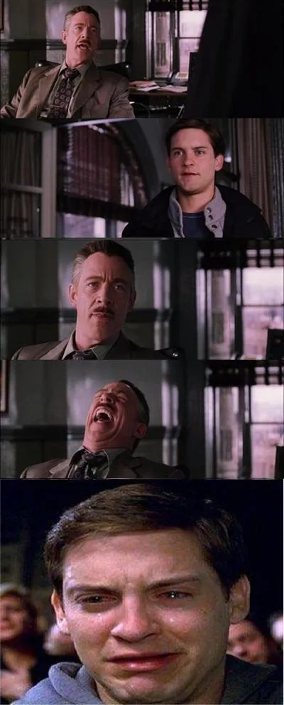 Peter Parker Cry blank meme template