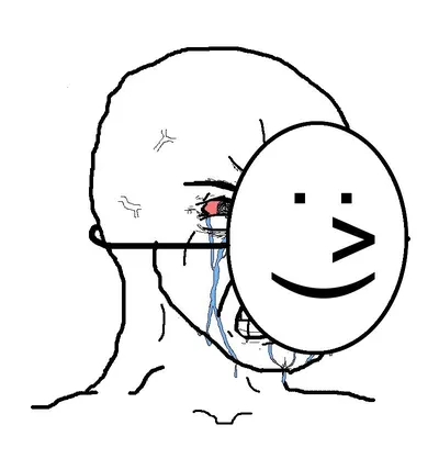 Pretending To Be Happy, Hiding Crying Behind A Mask blank meme template