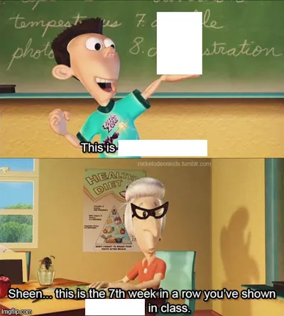 Sheen's show and tell blank meme template