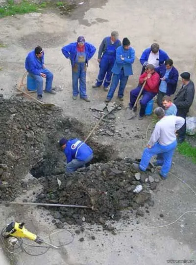 single worker digging hole blank meme template