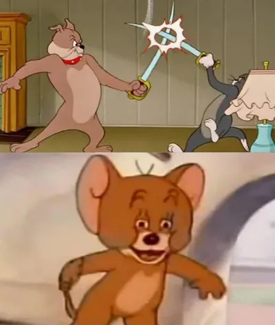 Tom and Spike fighting blank meme template