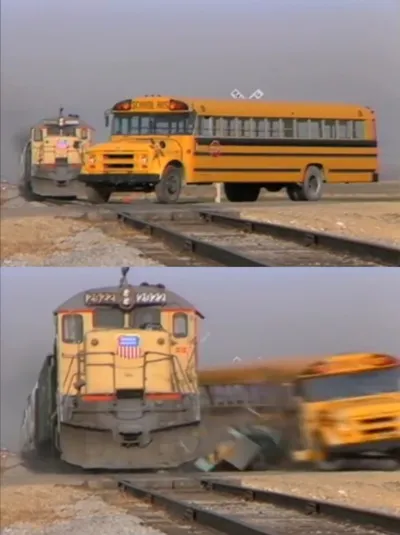 Train Crashes Bus blank meme template