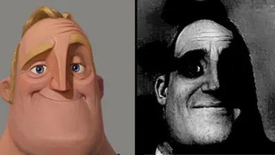 Traumatized Mr. Incredible blank meme template